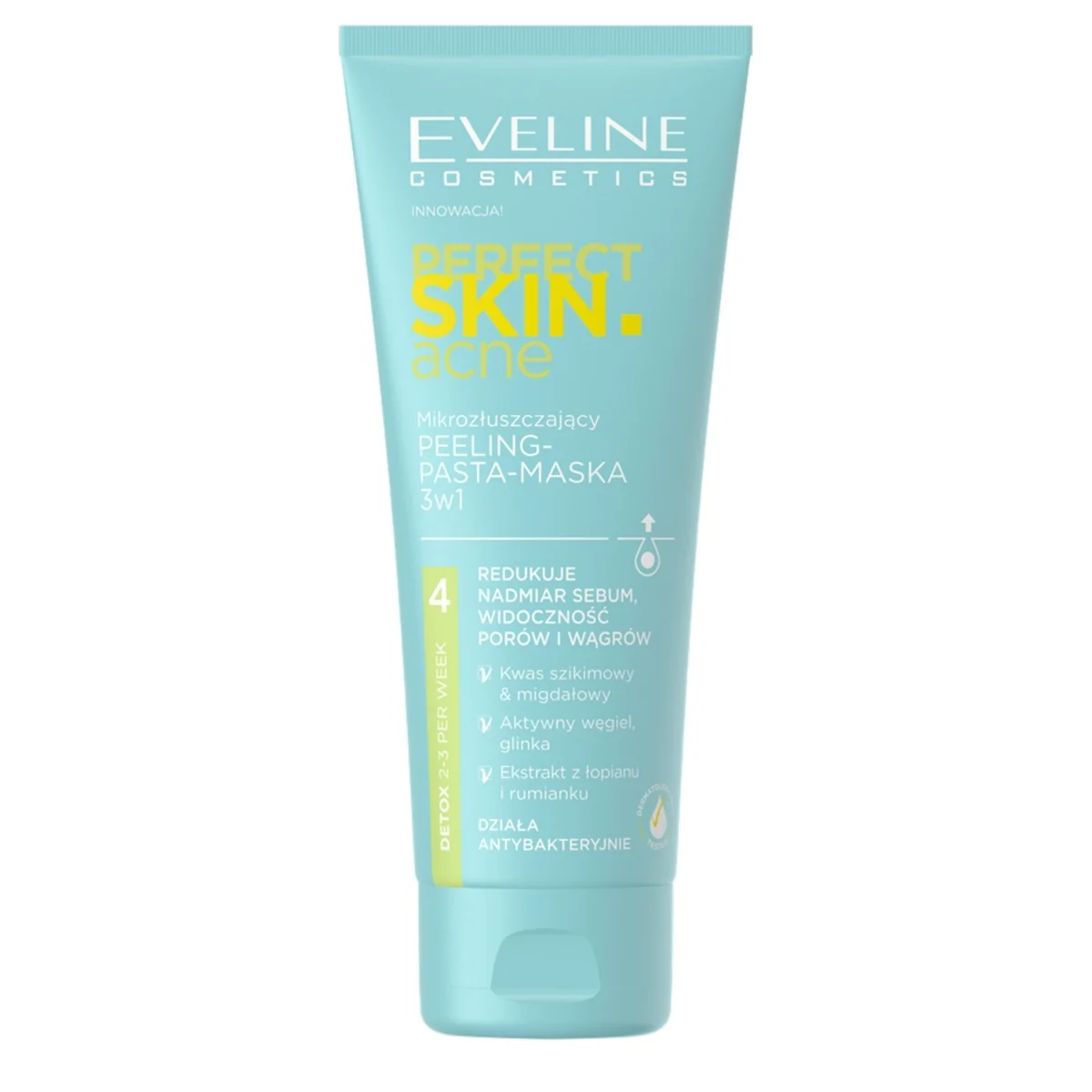 Eveline Cosmetics Perfect Skin Acne Mikrozłuszczający peeling-pasta-maska 3w1, 75 ml