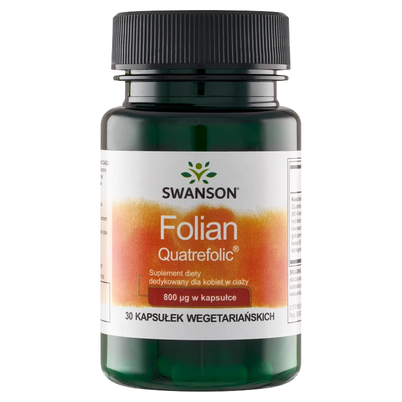 Swanson Folian Quatrefolic 800mcg, suplement diety, 30 kapsułek