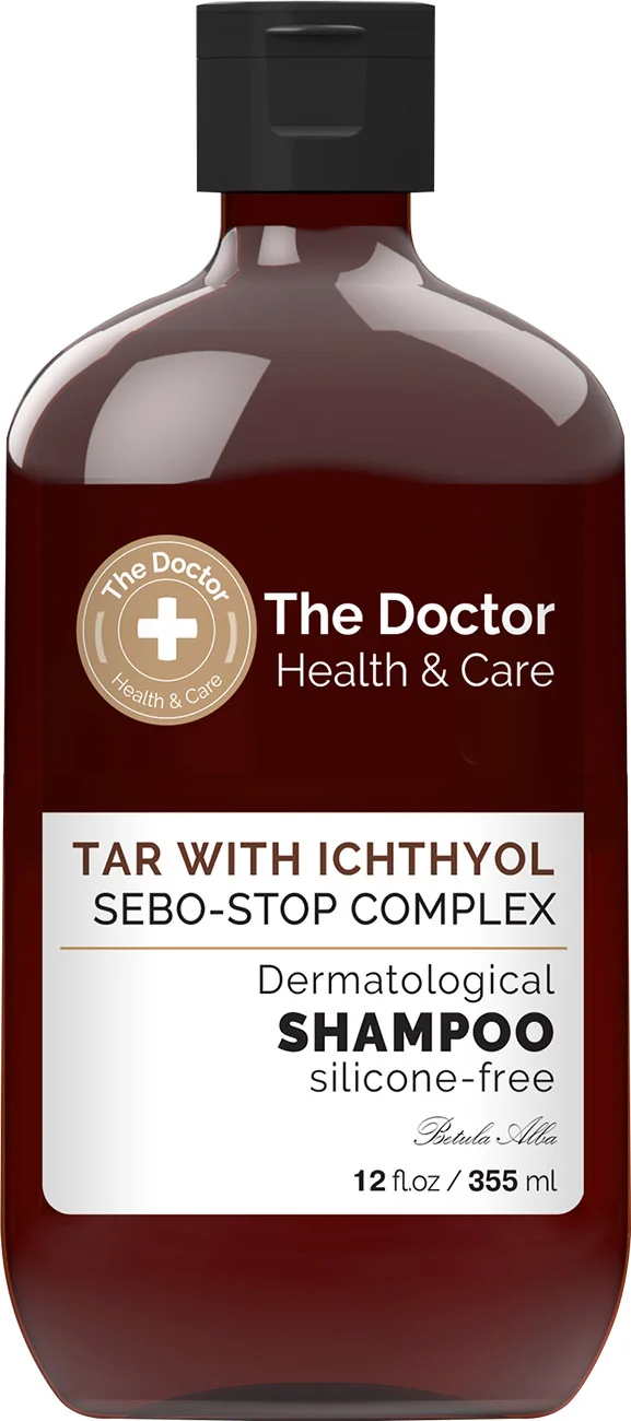 The Doctor Health & Care, szampon przeciw przetłuszczaniu się włosów Dziegieć i Ichtiol, 355 ml