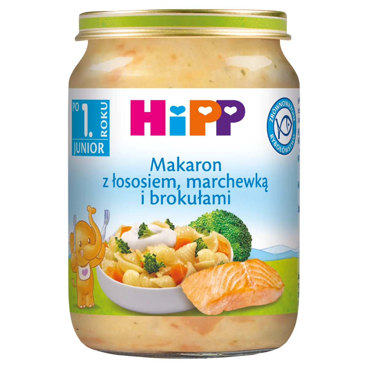 HiPP, Makaron z łososiem, marchewką i brokułami, po 12. m-cu, 250 g