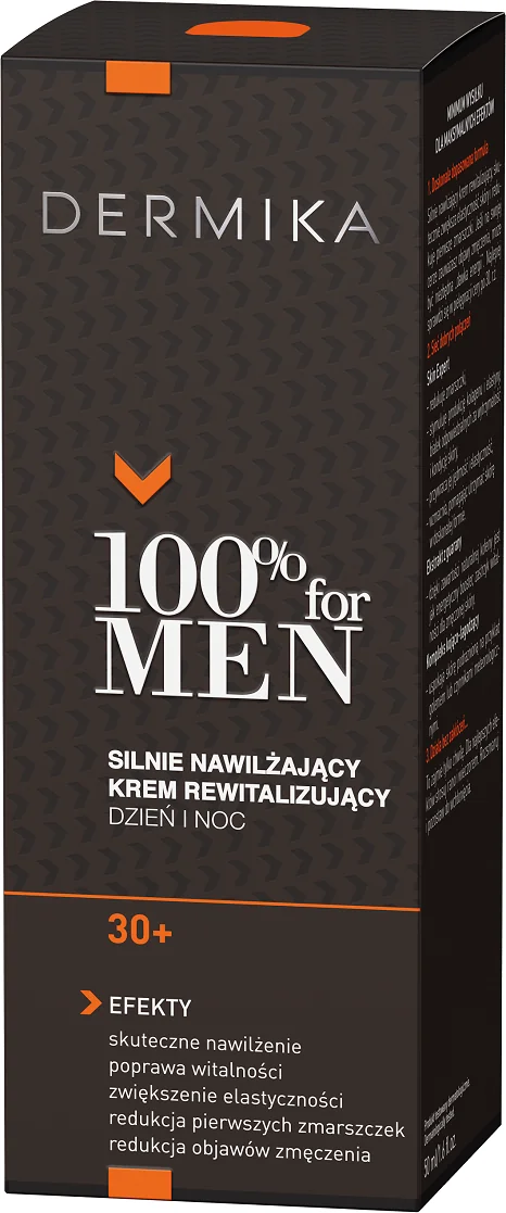 Dermika 100% for Men, silnie nawilżający krem do twarzy rewitalizujący, 50 ml