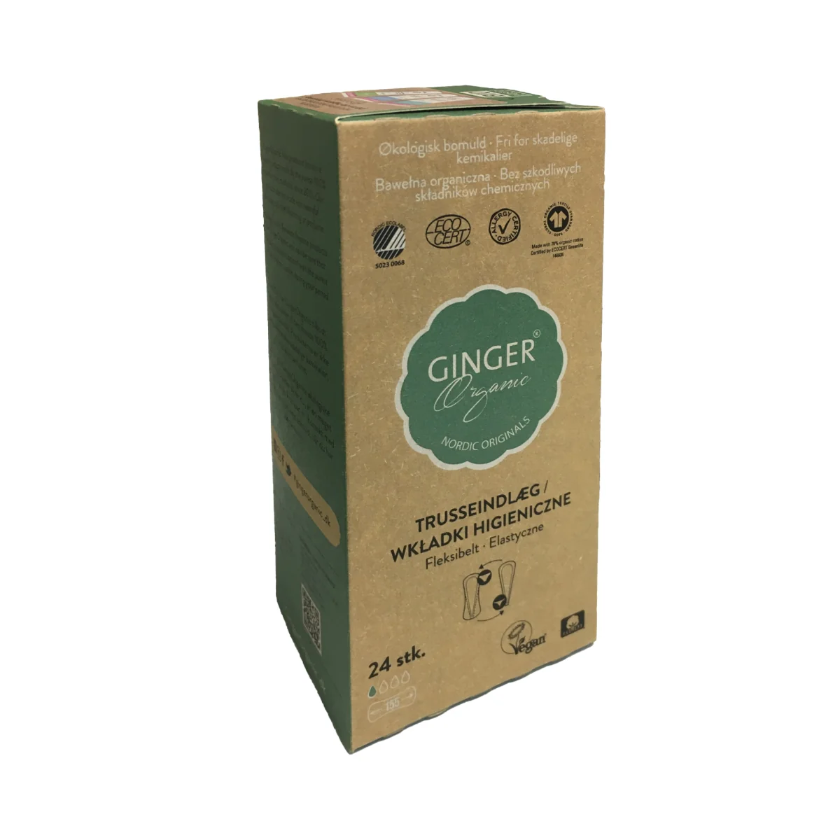 Ginger Organic, wkładki elastyczne, 24 sztuki