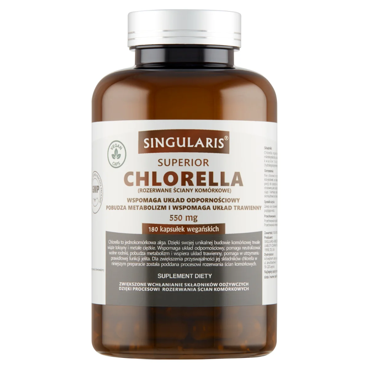 Singularis Superior Chlorella 550 mg, 180 kapsułek