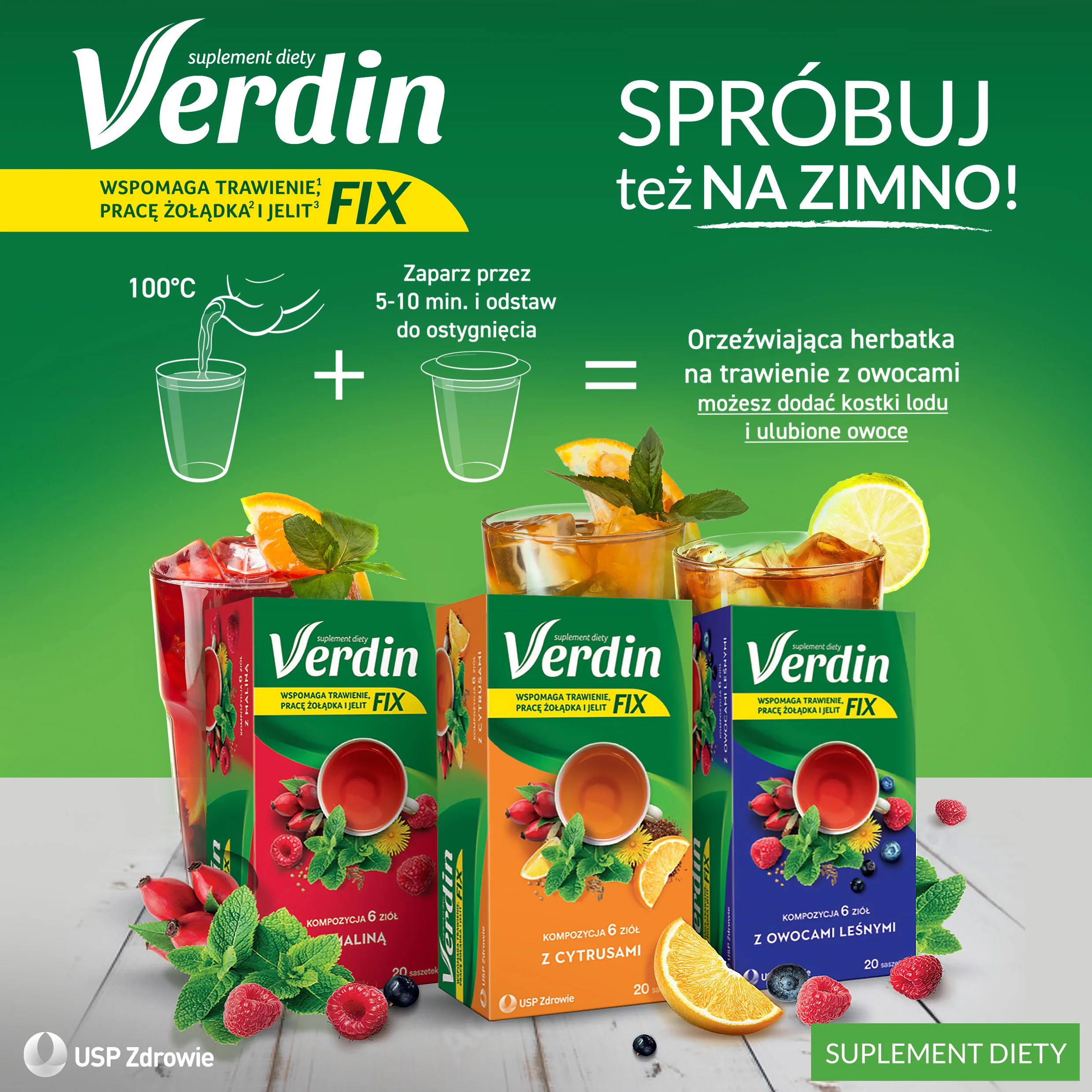 Verdin FIX z Maliną suplement diety, 20 saszetek