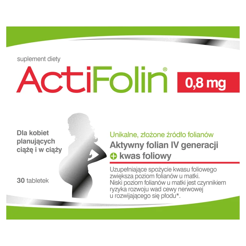 Actifolin 0,8 mg, suplement diety, 30 tabletek powlekanych