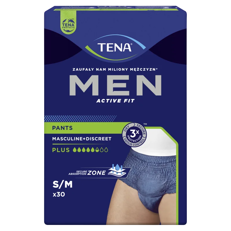 Tena Men Pants Plus rozmiar S/M, bielizna chłonna, 30 sztuk