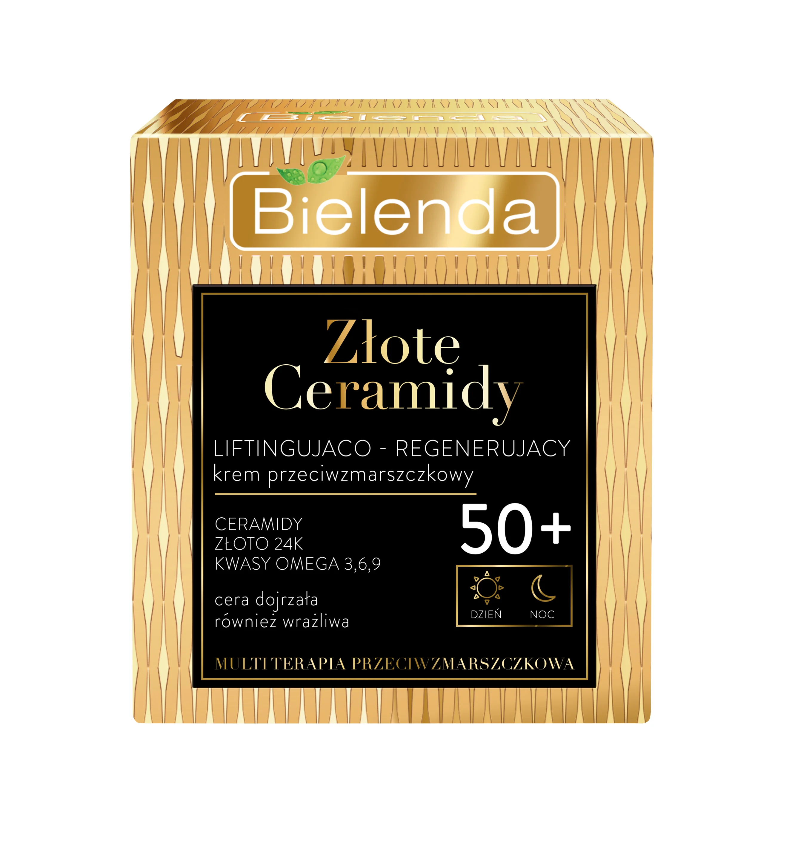 Bielenda Złote Ceramidy 50+, krem do twarzy na dzień i noc liftingująco-regenerujący, 50 ml