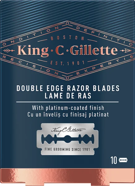 King C. Gillette Double Edge, maszynka do golenia dla mężczyzn, 10 wkłady