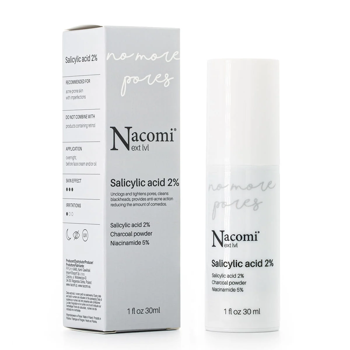 Nacomi Next Level No More Pores, serum do twarzy z kwasem salicylowym 2%, 30 ml