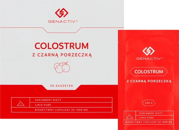 Colostrum z czarną porzeczką Genactiv, suplement diety, 30 saszetek 