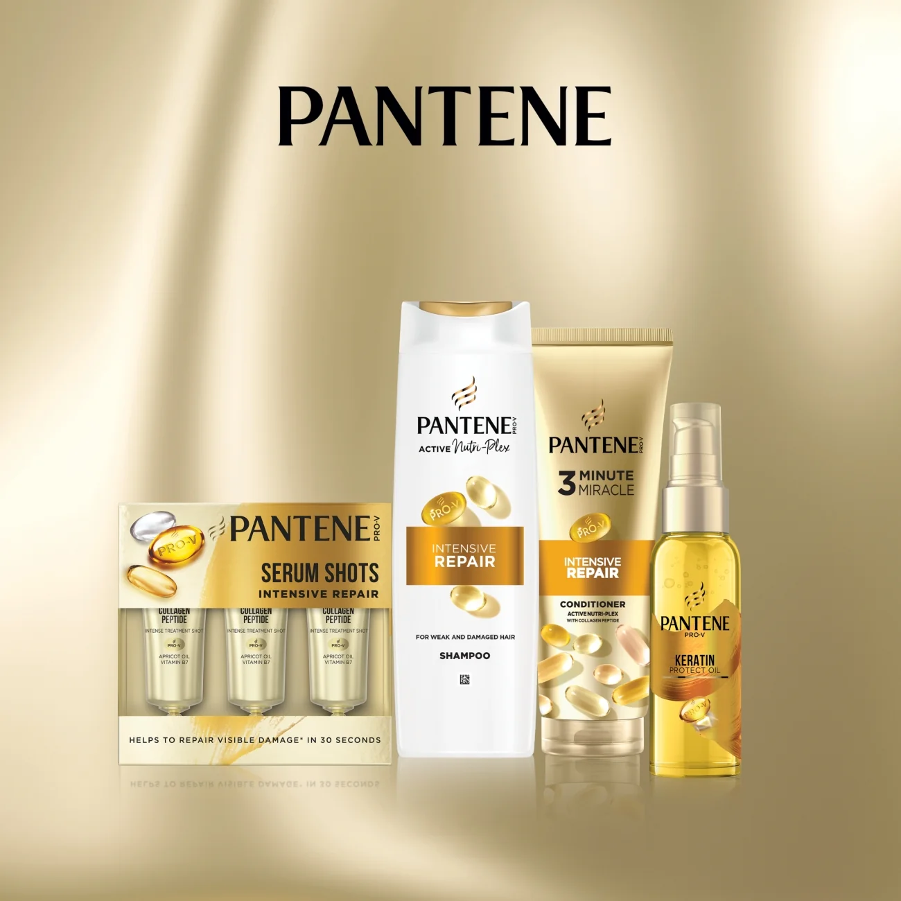 Pantene, zestaw olejek do włosów + szampon do włosow + serum w ampułkach + maska