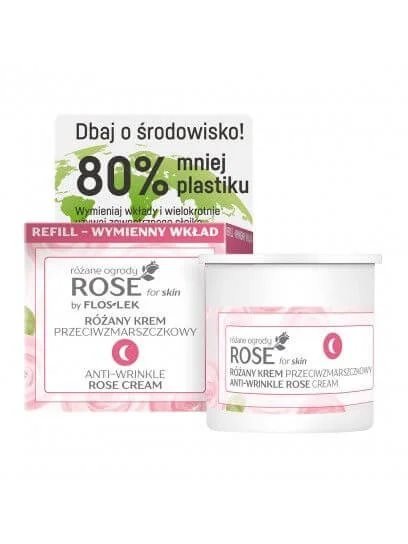 Floslek Rose For Skin różane ogrody, różany krem przeciwzmarszczkowy na noc (REFILL), 50 ml