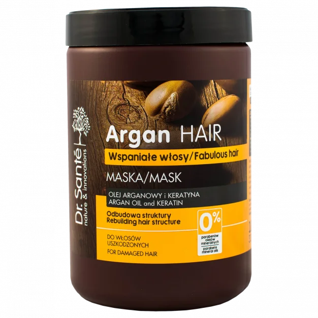 Dr. Santé Argan Hair Wspaniałe włosy kremowa maska do włosów Olej arganowy i Keratyna, 1000 ml