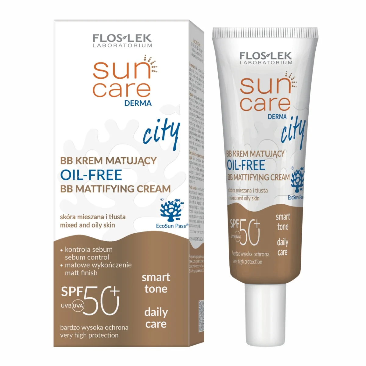 Floslek Sun Care Derma City, krem matujący BB SPF 50+, 30 ml