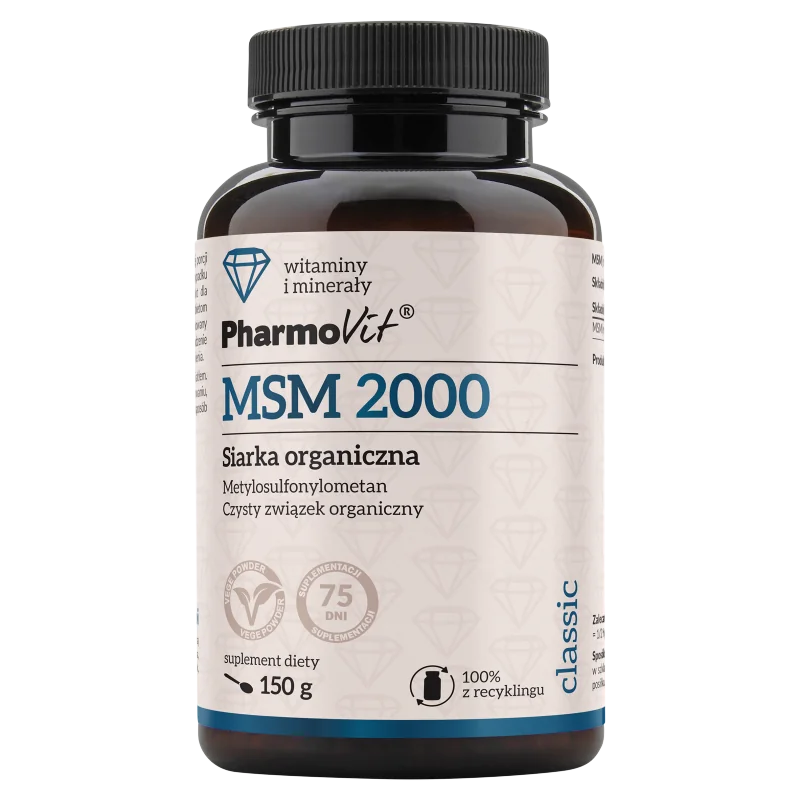 Pharmovit Classic MSM 2000 Siarka organiczna, suplement diety, 150 g