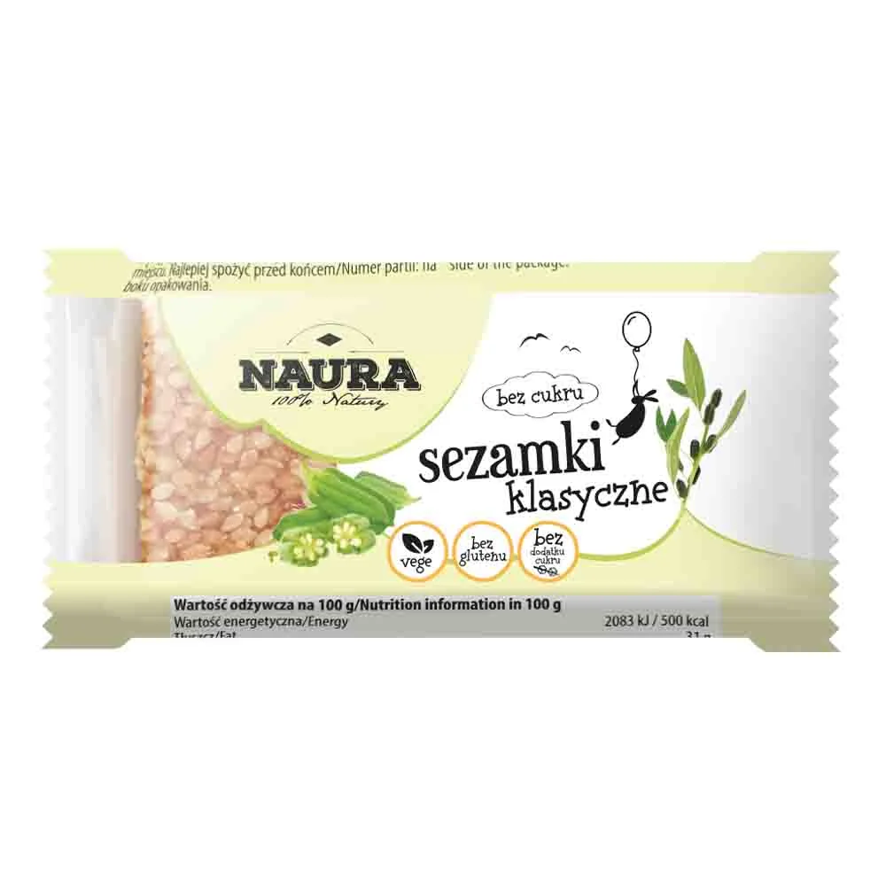 Naura klasyczne sezamki bez cukru, 27 g