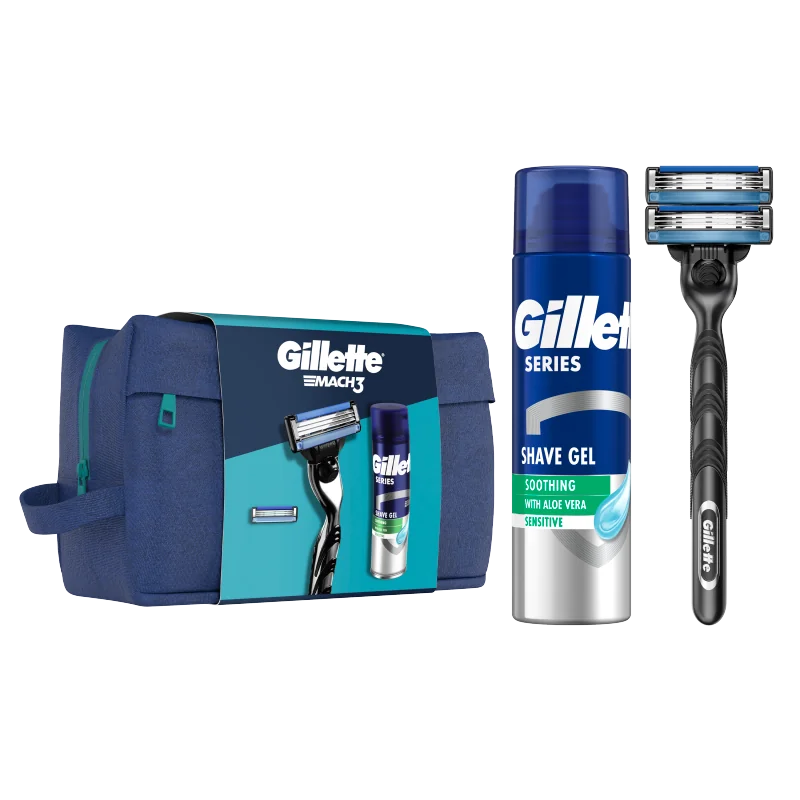 Gillette Zestaw podarunkowy: maszynka Mach3 + 1 ostrze + żel Series 200 ml + kosmetyczka 