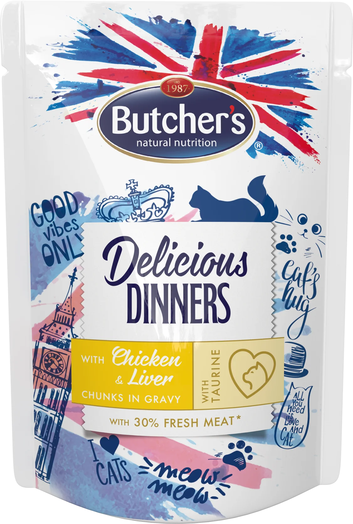 Butcher's Delicious Dinners kawałki w sosie z kurczakiem i wątróbką, 100 g