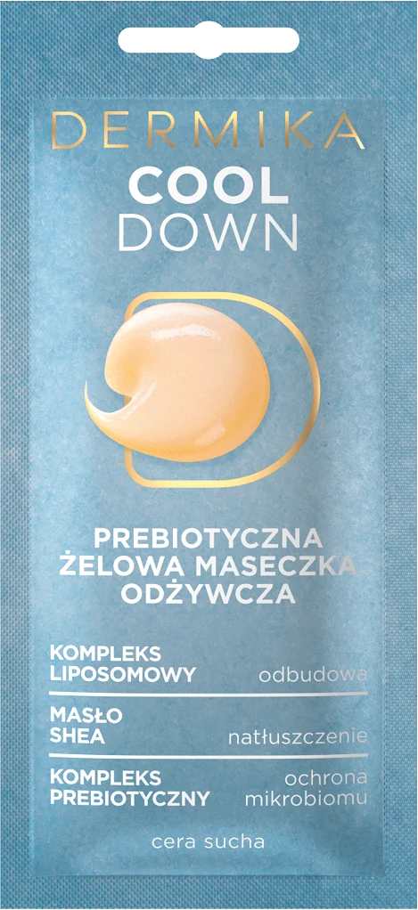 Dermika Maseczki Piękności Cool down, Maseczka żelowa odżywcza prebiotyczna, 10 ml