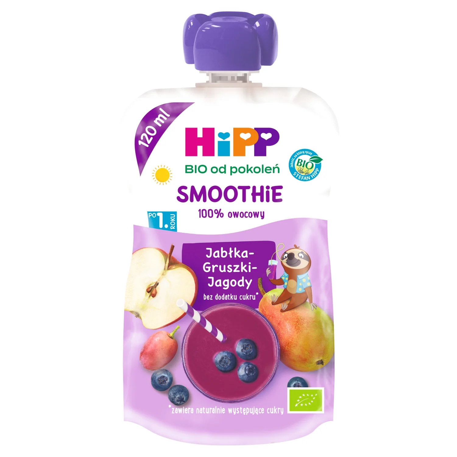 HiPP BIO od pokoleń smoothie jabłka-gruszki-jagody, 120 ml