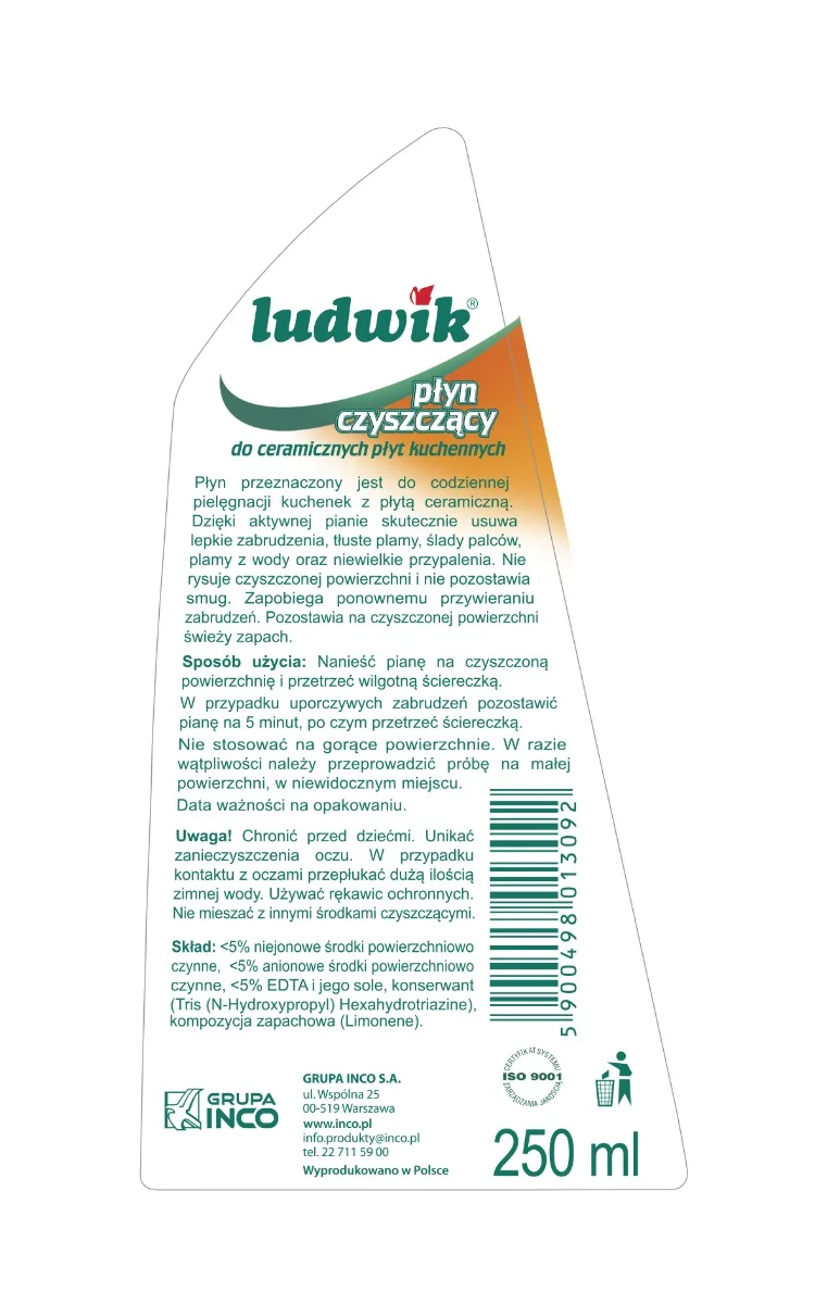 Ludwik płyn czyszczący do ceramicznych płyt kuchennych, 250 ml