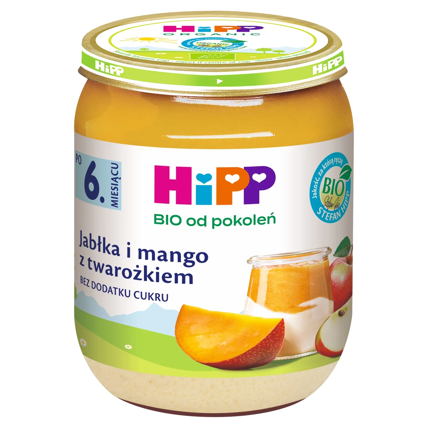 HiPP BIO od pokoleń jabłka i mango z twarożkiem po 6. miesiącu, 160 g