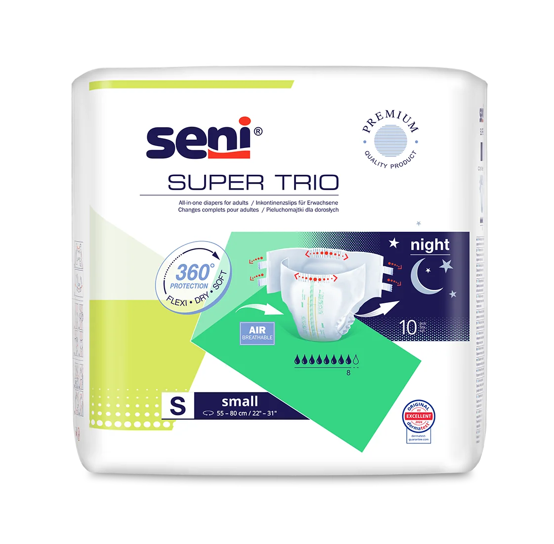 Seni Super Trio, pieluchomajtki S, 10 szt.