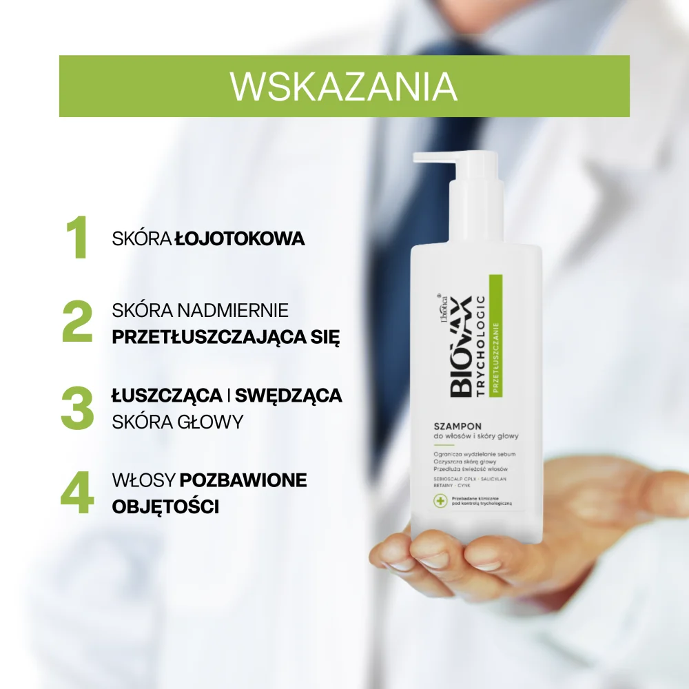 Biovax Trychologic Przetłuszczanie szampon do włosów i skóry głowy, 200 ml