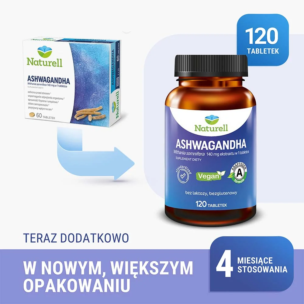 Naturell Ashwagandha 120 tabletek 