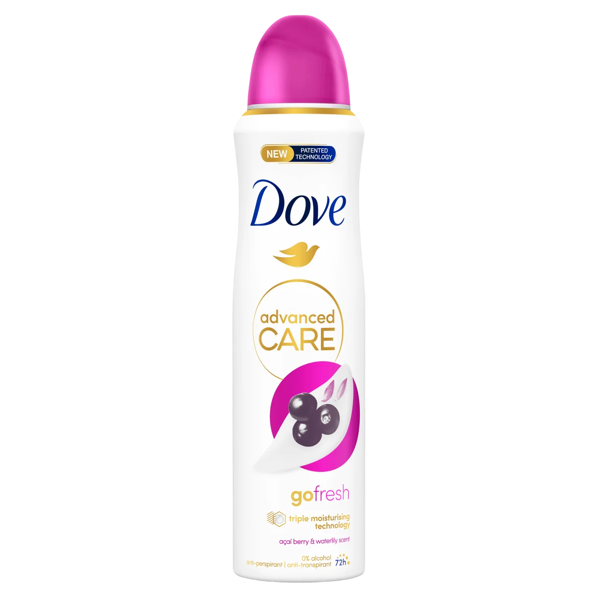 Dove Advanced Care Go Antyperspirant w aerozolu o zapachu jagód goji i lilii wodnej, 150 ml