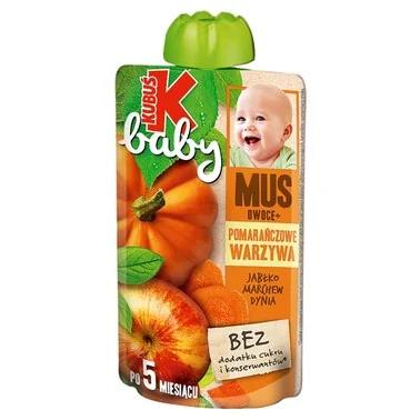 Kubuś Baby Mus Pomarańczowe warzywa jabłko marchew dynia po 5. miesiącu życia, 100 g