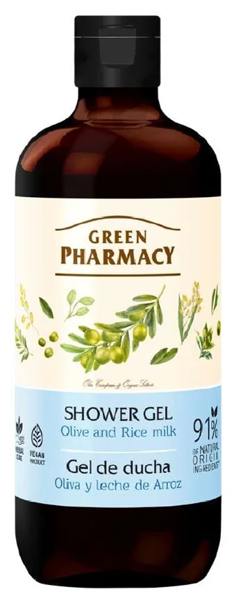 Green Pharmacy Herbal Care, żel pod prysznic Oliwki i Mleko ryżowe, 500 ml