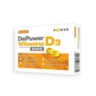 DePuwer Witamina D 2000, suplement diety, 60 kapsułek