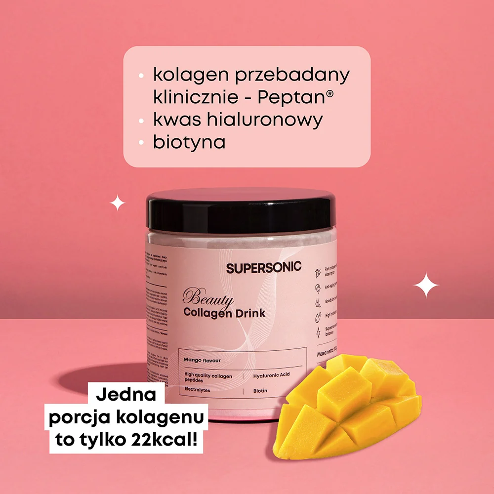 Supersonic Collagen Beauty Drink kolagen w proszku, smak mango, 185 g 