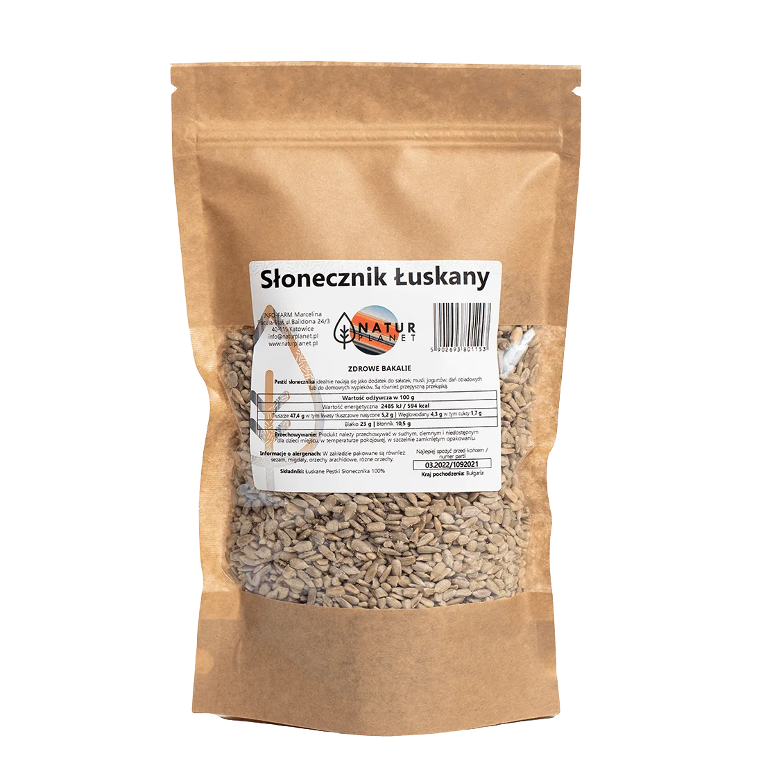 Natur Planet słonecznik łuskany, 500 g