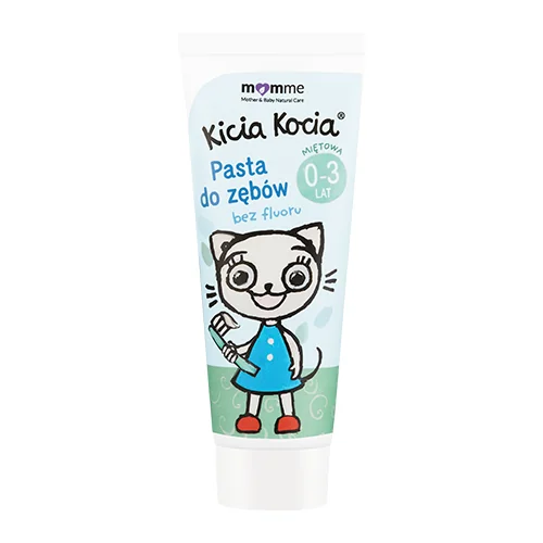 MomMe Mother & Baby Natural Care Kicia Kocia żelowa pasta do zębów bez fluoru 0-3 lata miętowa, 50 ml