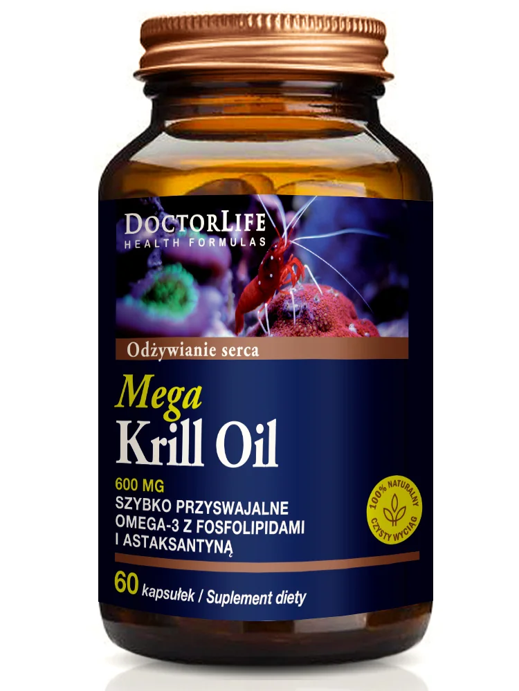 Doctor Life Olej z Kryla Omega-3 600 mg, suplement diety, 60 kapsułek