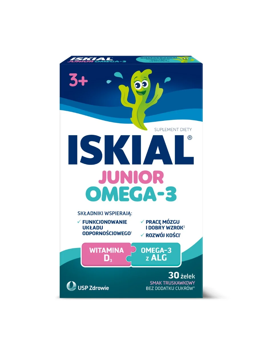 Iskial Junior Omega-3 30 żelek o smaku truskawkowym