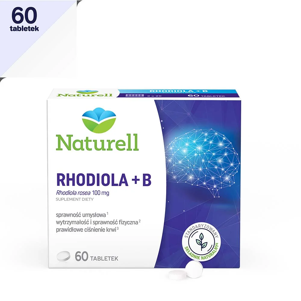 Naturell Rhodiola + B, suplement diety, 60 tabletek