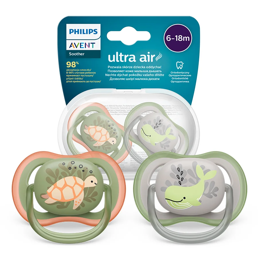 Philips Avent Ultra Air, oddychający smoczek ortodontyczny 6-18m, SCF085/60, 2szt.