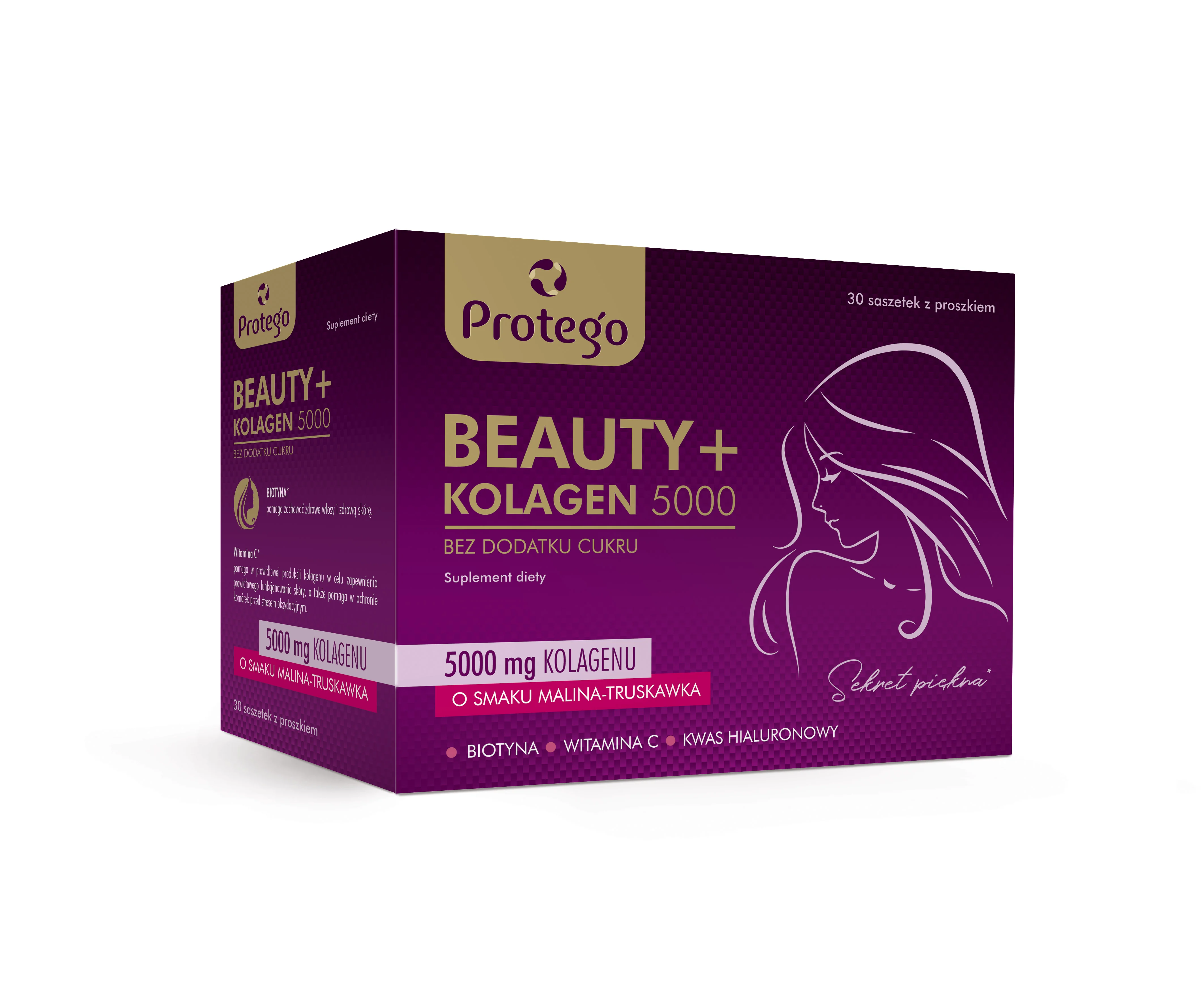 Protego Beauty + Kolagen 5000 30 saszetek o smaku malina-truskawka 