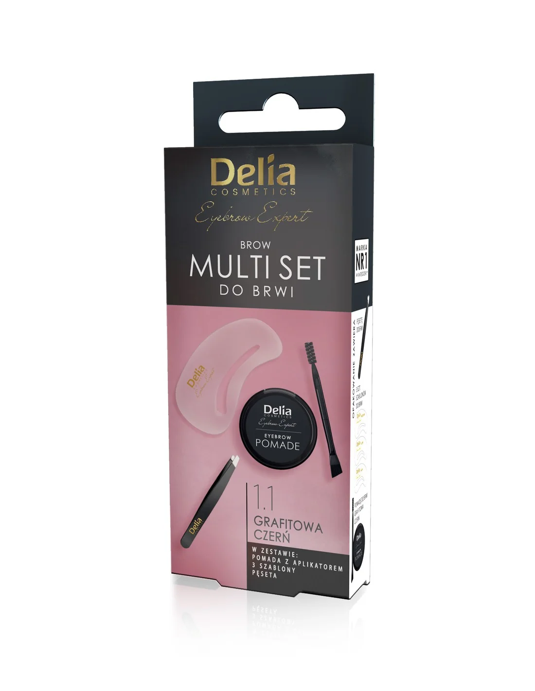 Delia Brow Multi Set zestaw do brwi 1.1 grafitowa czerń, 1 szt.