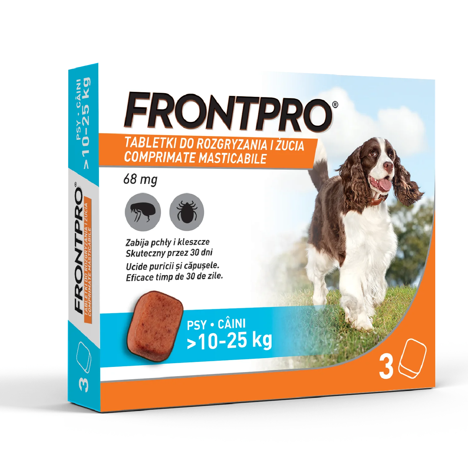 Frontpro 68 mg, tabletki do rozgryzania i żucia dla psów (>10,0-25,0 kg), 3 sztuki