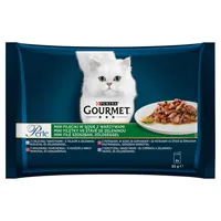 Gourmet Perle, Karma dla kotów, mini fileciki w sosie z warzywami, 4 x 85 g