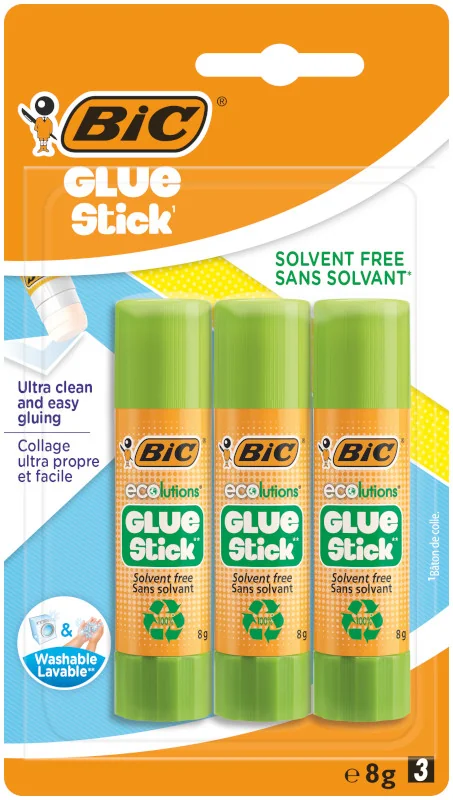 BIC Ecolutions Glue Stick ekologiczny klej w sztyfcie, 3 szt.