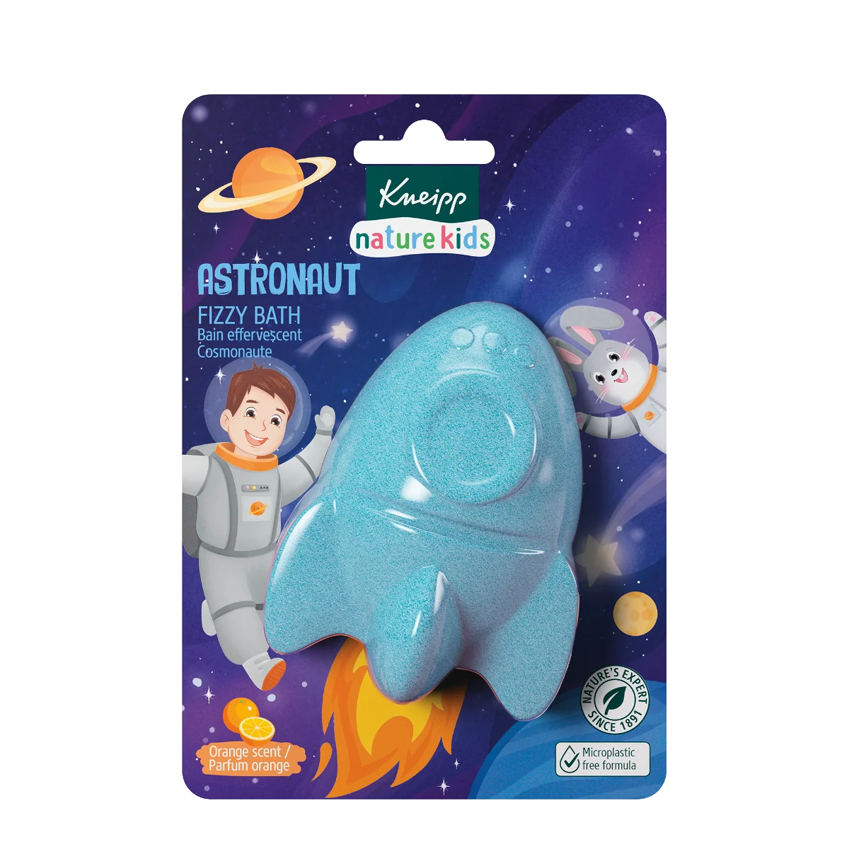 Kneipp Nature Kids Astronaut Fizzy Bath musująca figurka do kąpieli astronauta, pomarańcza, 1 szt. 