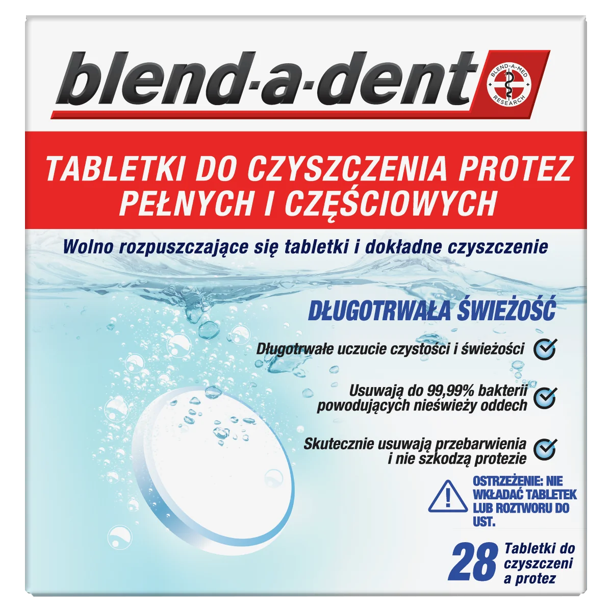 Blend-a-dent Long Freshness tabletki do czyszczenia protez pełnych i częściowych, 28 szt.