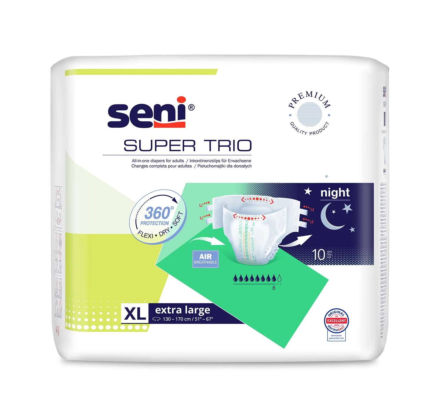 Seni Super Trio, pieluchomajtki XL, 10 szt.