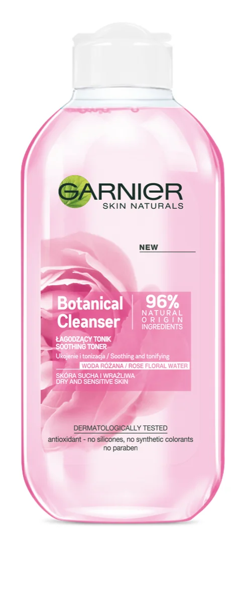 Garnier Skin Naturals Botanical Cleanser Łagodzący Tonik do twarzy Woda różana, 200 ml