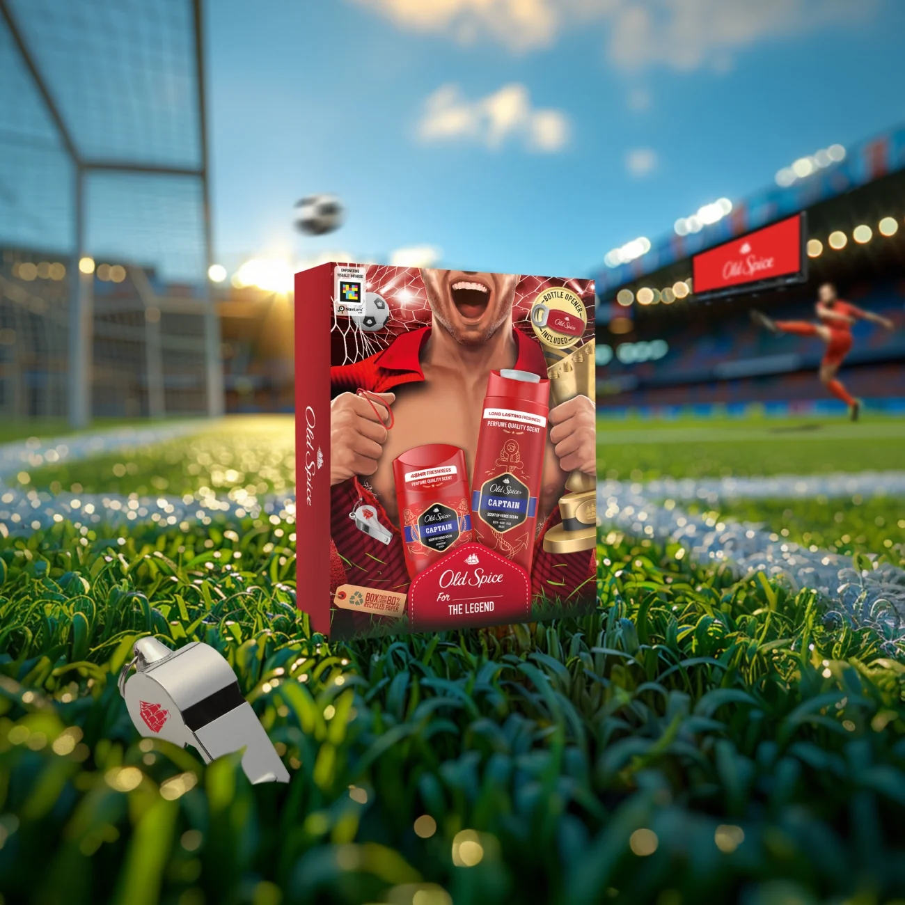 Old Spice Captain Footballer zestaw podarunkowy dezodorant w sztyfcie, 50 ml + żel pod prysznic, 250 ml + otwieracz do butelek